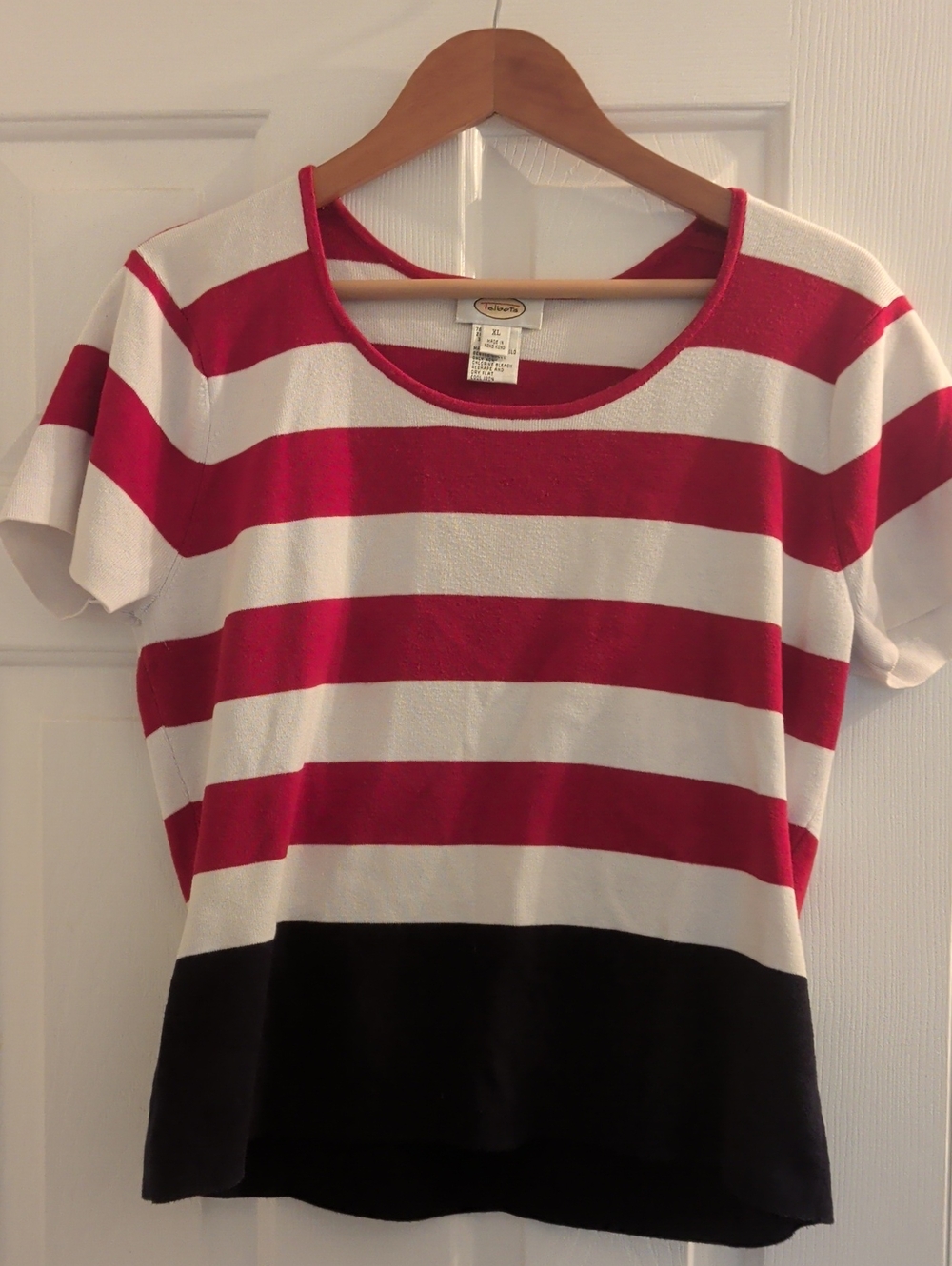 Talbots Striped Short Sleeve Top Red & White XL Like New